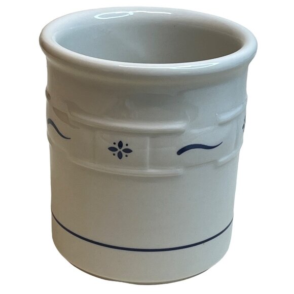 Longaberger Pottery Classic Blue Woven Traditions Utensil Holder 5 1/2” - Picture 3 of 6